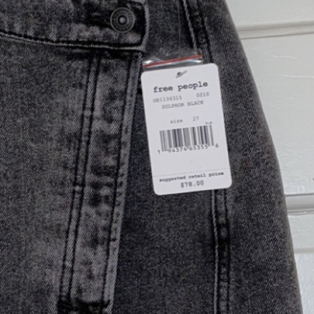NWT Free People Black Denim/Jean Mini Skirt - Picture 3 of 5